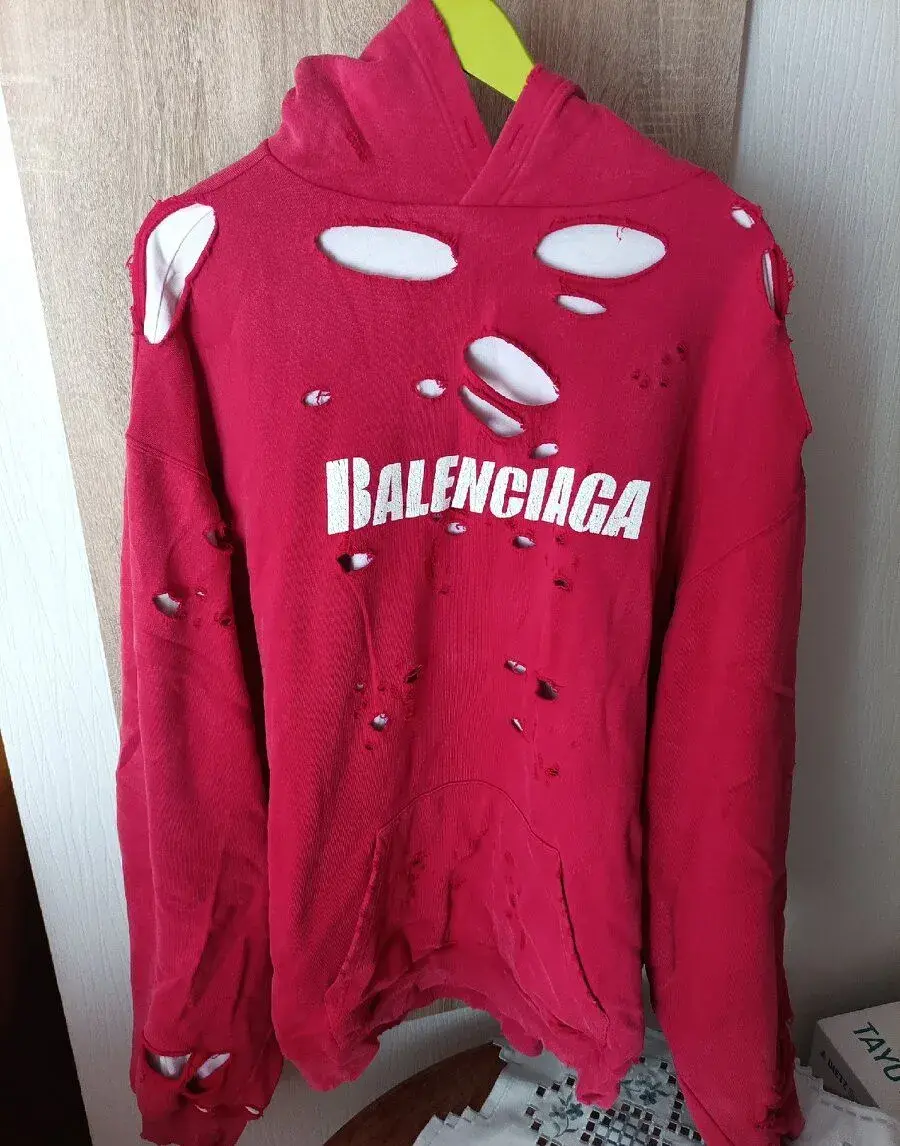 Balenciaga destroyed hoodie raspberry