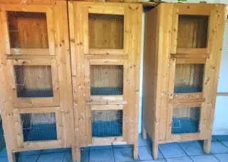Tříkotcová králíkárna masiv 3x
