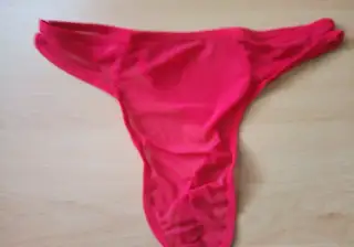 Pánské červené poloprůhledné tanga
