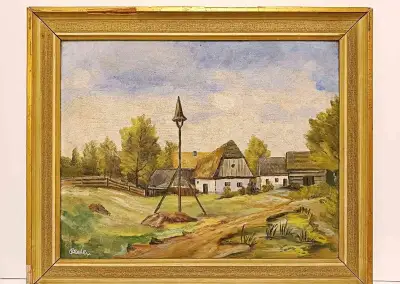 obraz Šumavská chalupa, olejomalba 61x75