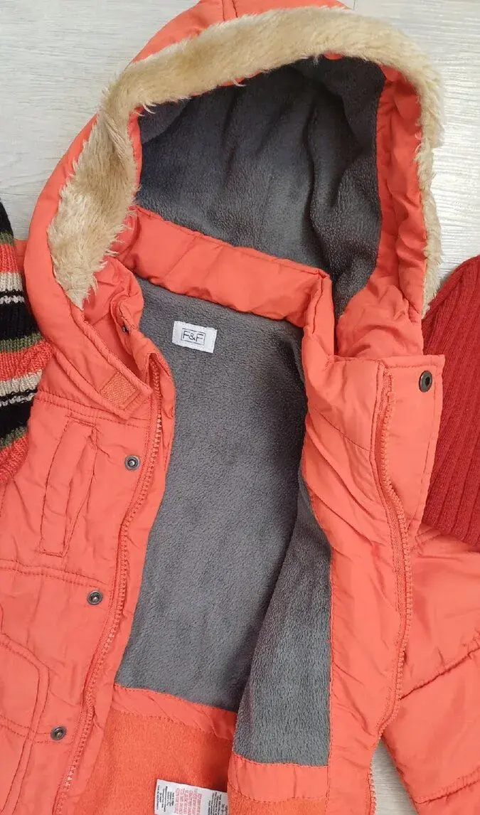 Teplá zimní BUNDA vel. 98 + čepice, rukavice