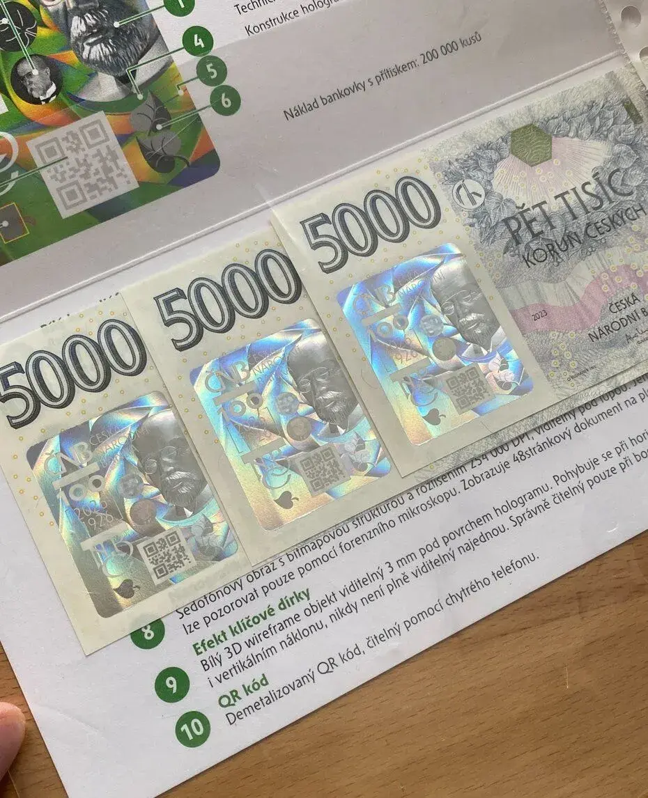 01W, 01X- 5000 Kč + PŘEBAL Výroční emise ČNB – Stav UNC