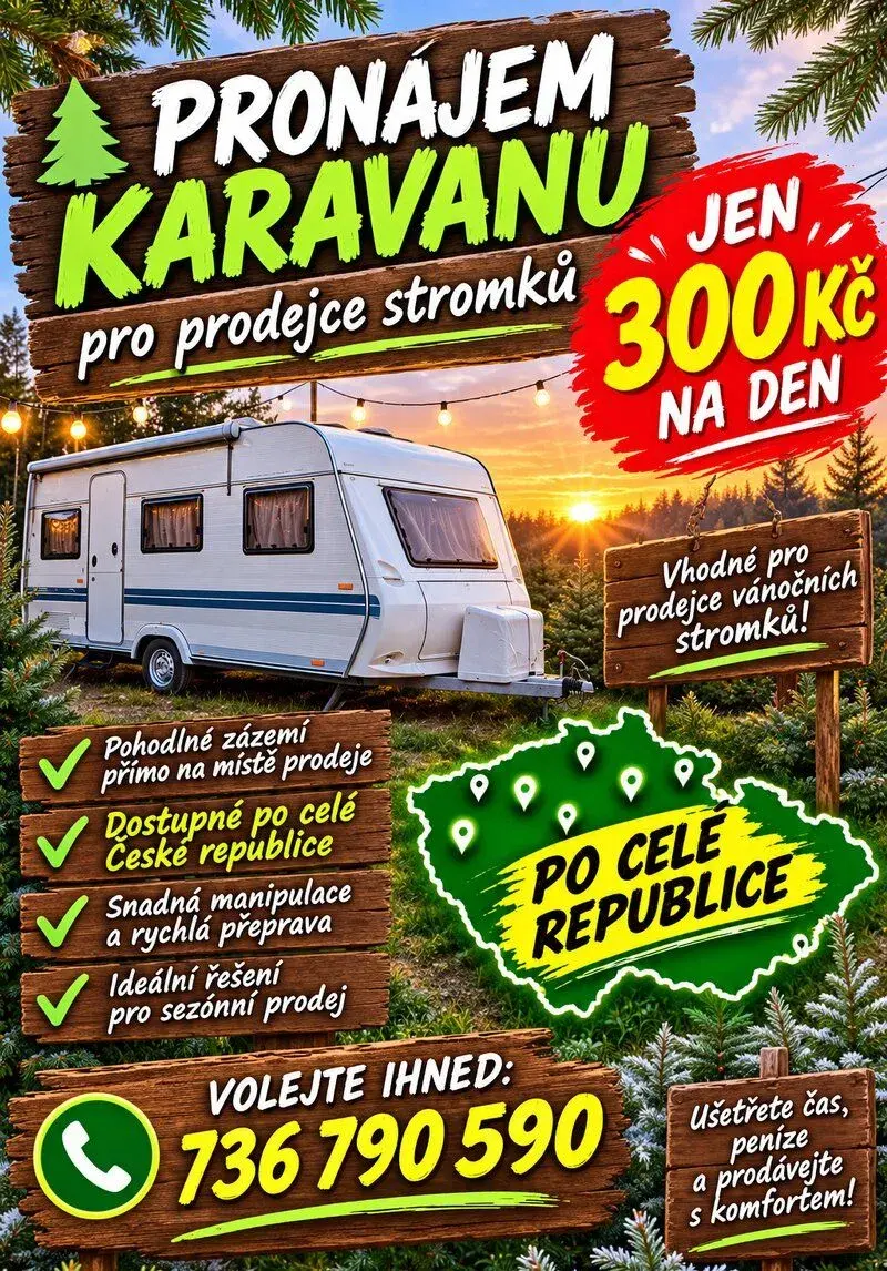 Pronájem karavanů pro stromkaře / kapraře / rodinu