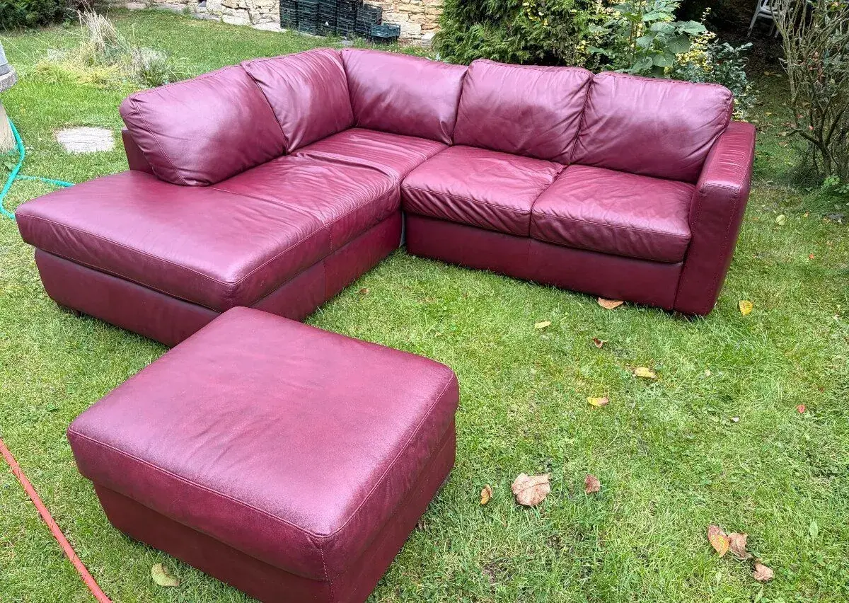 Kožená rohová sedačka Italsofa(Natuzzi) + taburet