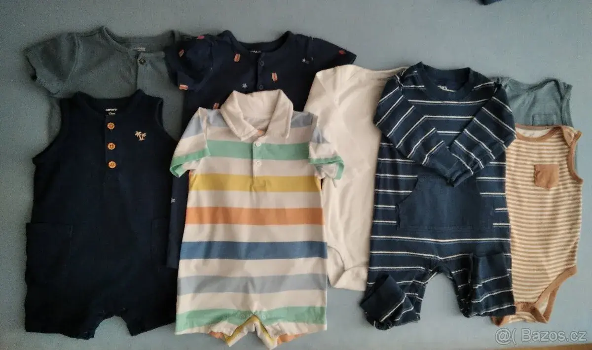 Chlapecké body+overaly - set 8 ks, na 9-12 měsíců