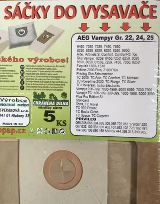 velkokapacitní sáčky do vysavače aeg a privileg