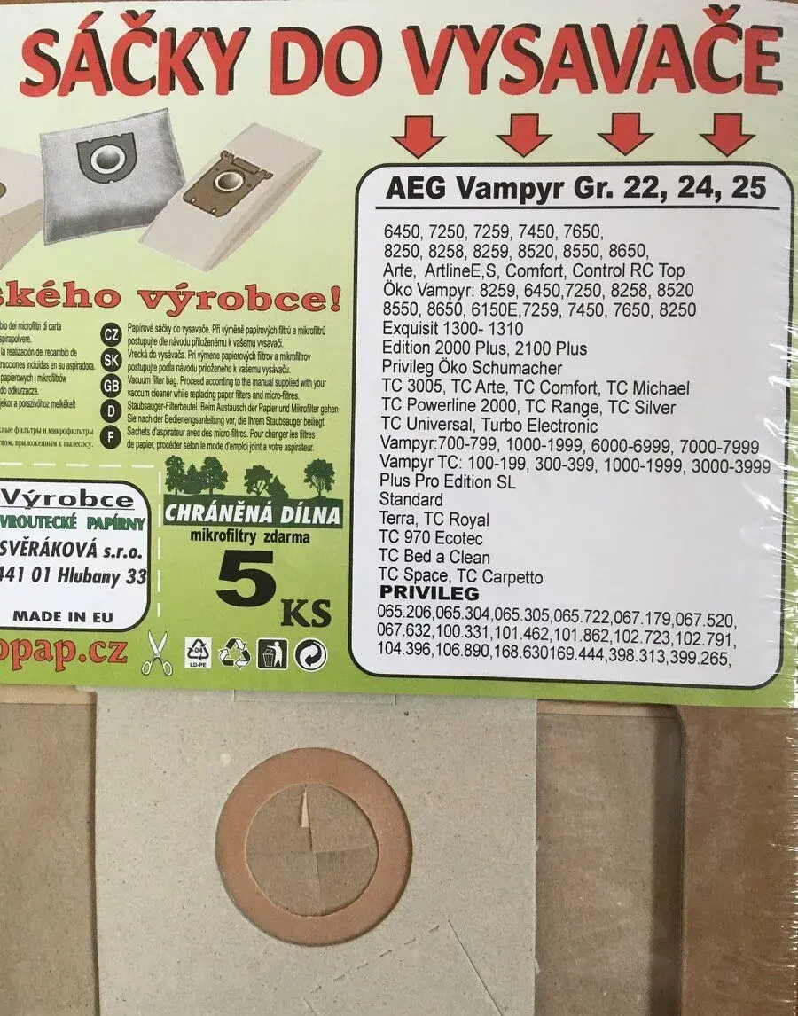 velkokapacitní sáčky do vysavače aeg a privileg