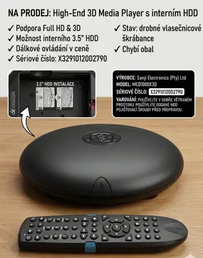 3D Media Player eREAT MED1000X3D + ovladač
