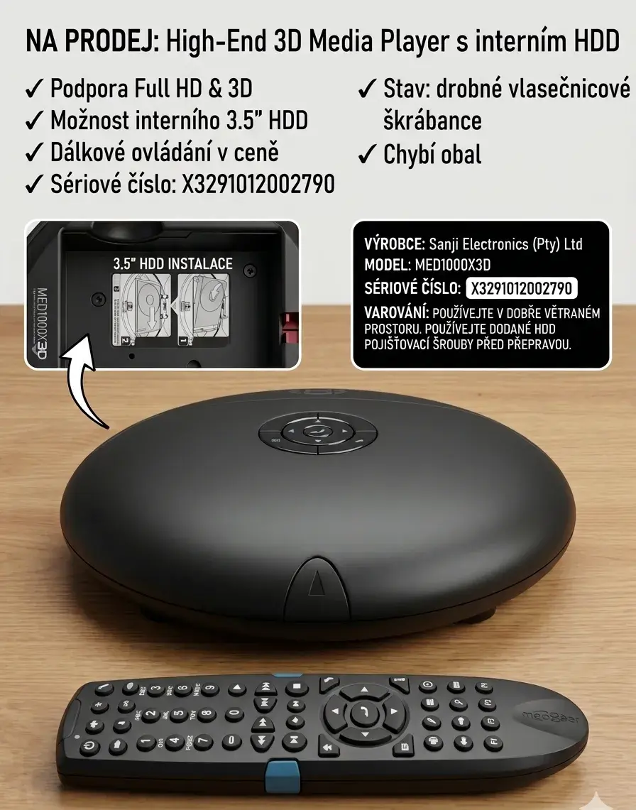 3D Media Player eREAT MED1000X3D + ovladač