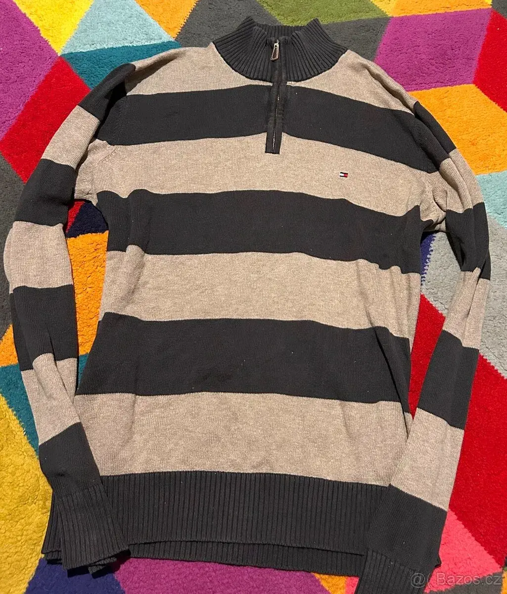 TOMMY HILFIGER BAVLNĚNÝ SILNÝ ELEGANTNÍ SVETR L(L-XL)