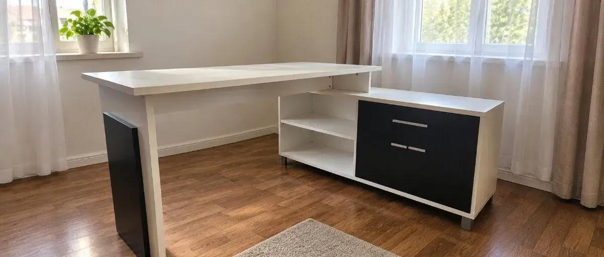 Velký rohový pracovní / PC stůl se skříňkou