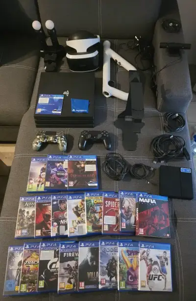PS4 Pro 1TB + PS VR + Aim Controller + Move + Hry