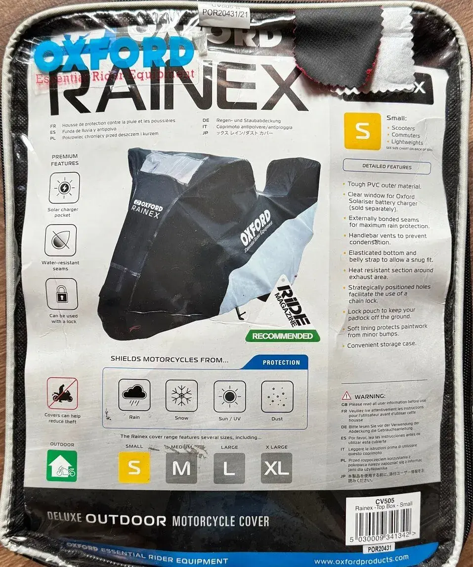 Motoplachta Oxford Rainex (vel. S) s prostorem pro kufr