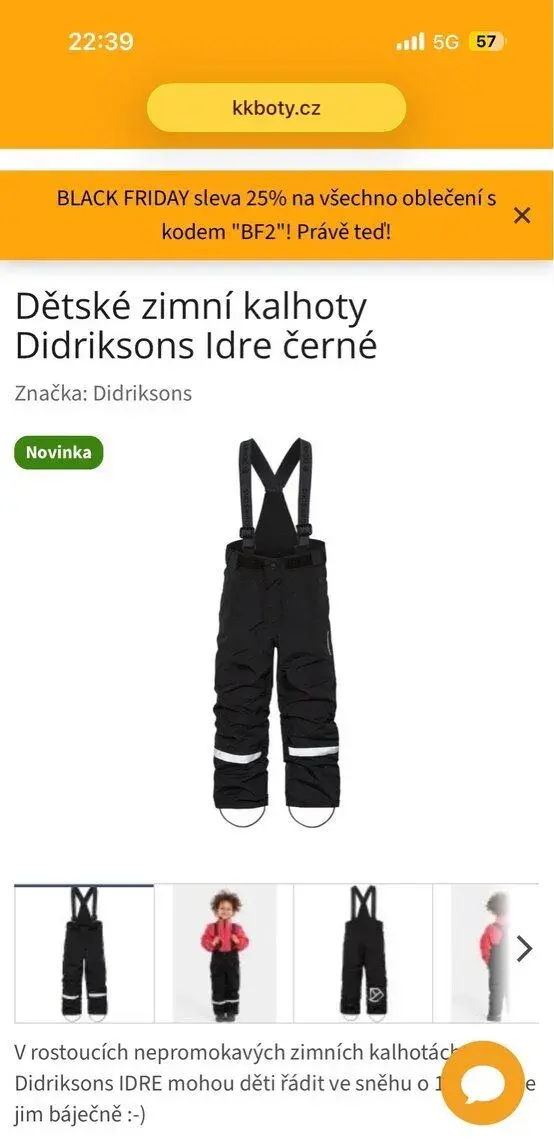 Dětské zimní kalhoty Didriksons Idre černé vel. 80