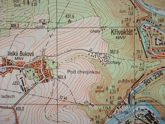 Vojenská profesionální tajná mapa Křivoklát Roztoky ČSLA