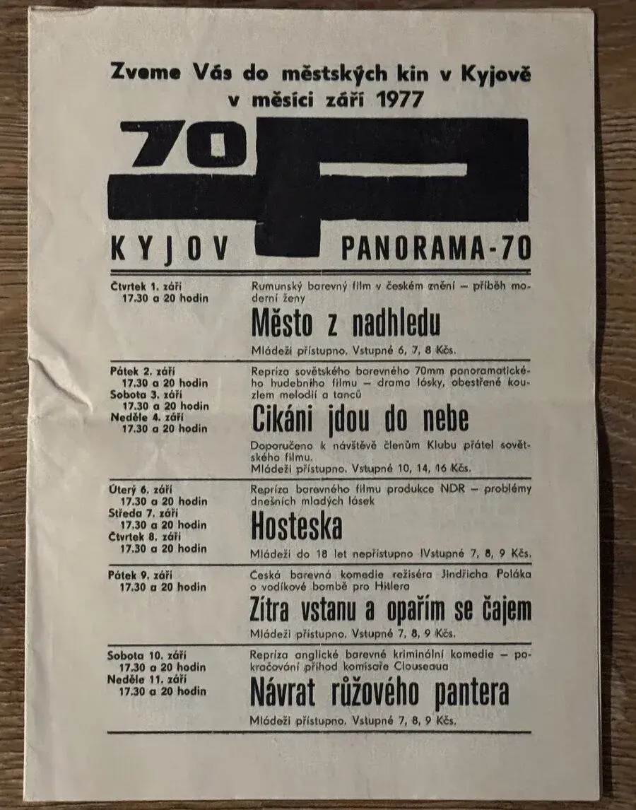 Bulletin PANORAMA-70 Kyjov, září 1977