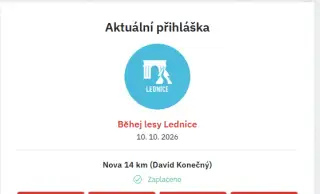 Startovné na Běhej Lesy 2026 10.10. (14 KM). Převod uhradím.