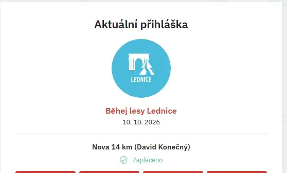 Startovné na Běhej Lesy 2026 10.10. (14 KM). Převod uhradím.