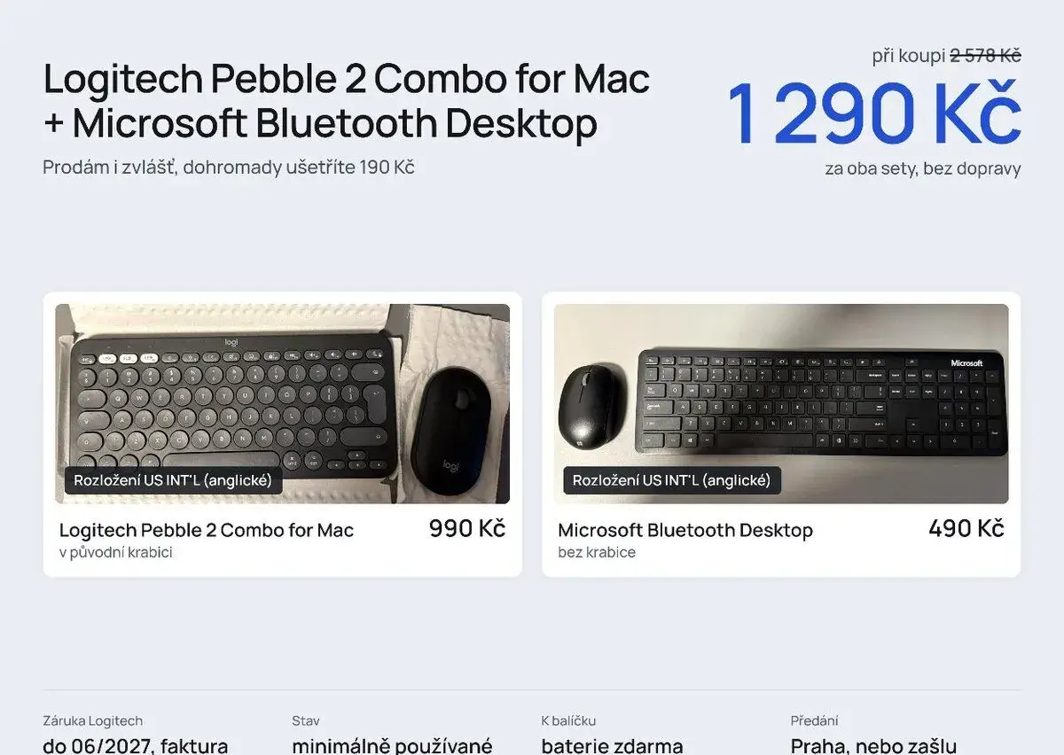 Logitech Pebble 2 Combo Mac + Microsoft Bluetooth Desktop