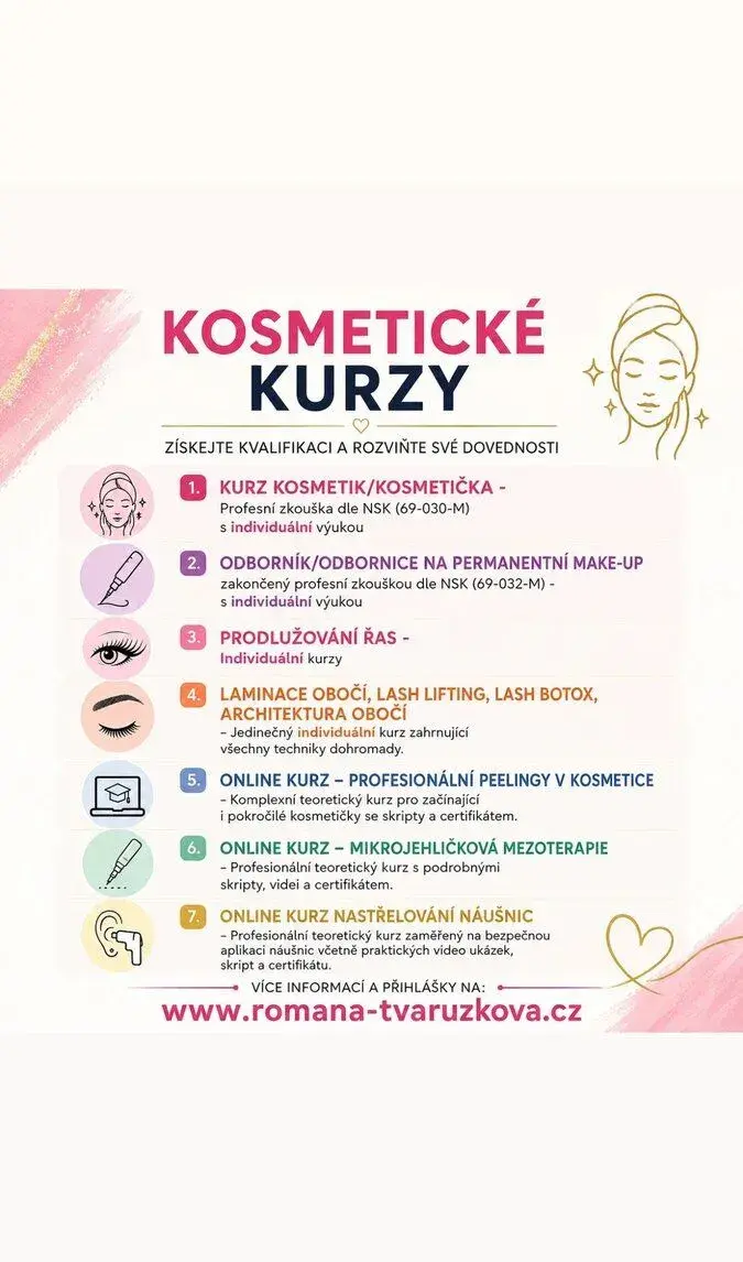 INDIVIDUÁLNÍ kurz KOSMETIČKA zakončený profesní zkouškou