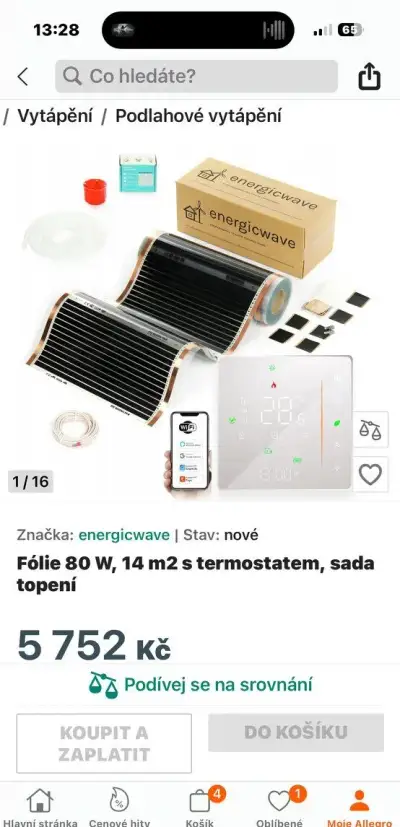Elektrické topení 80w 14m2