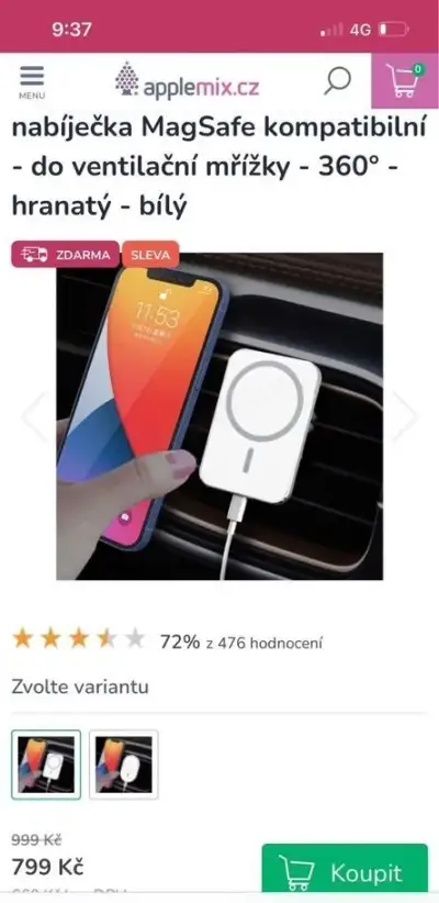 Držák do auta + bezdrátová nabíječka MagSafe kompatibilní -