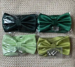 Pánský set motýlek+kapesníček, zelený odstín