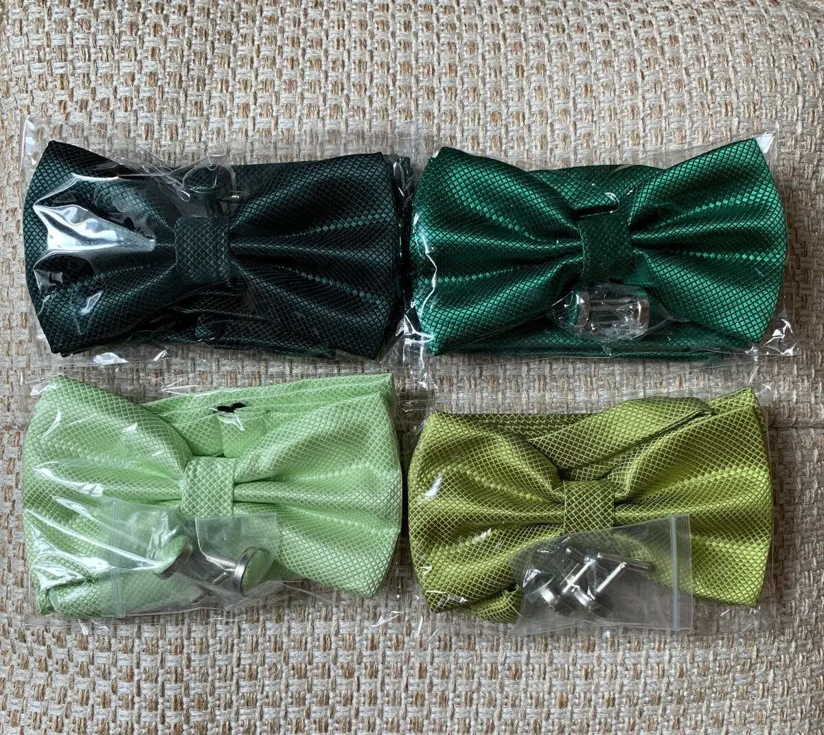 Pánský set motýlek+kapesníček, zelený odstín