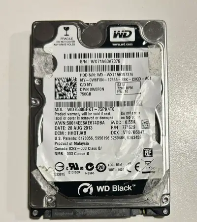 Použitý HDD WD BLACK 750GB 2,5"