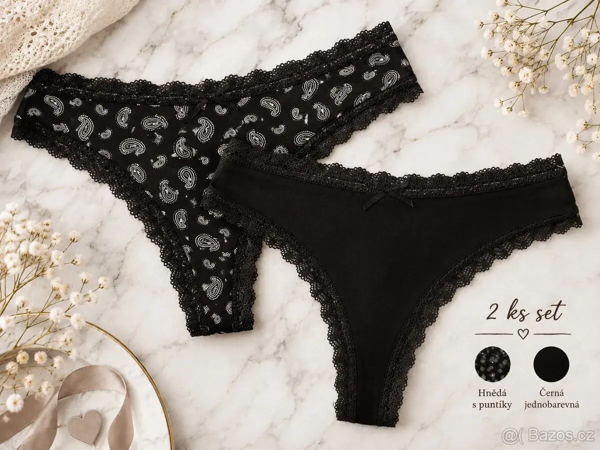 Sexy černý SET 2x krajková tanga Sinsay – VEL. S