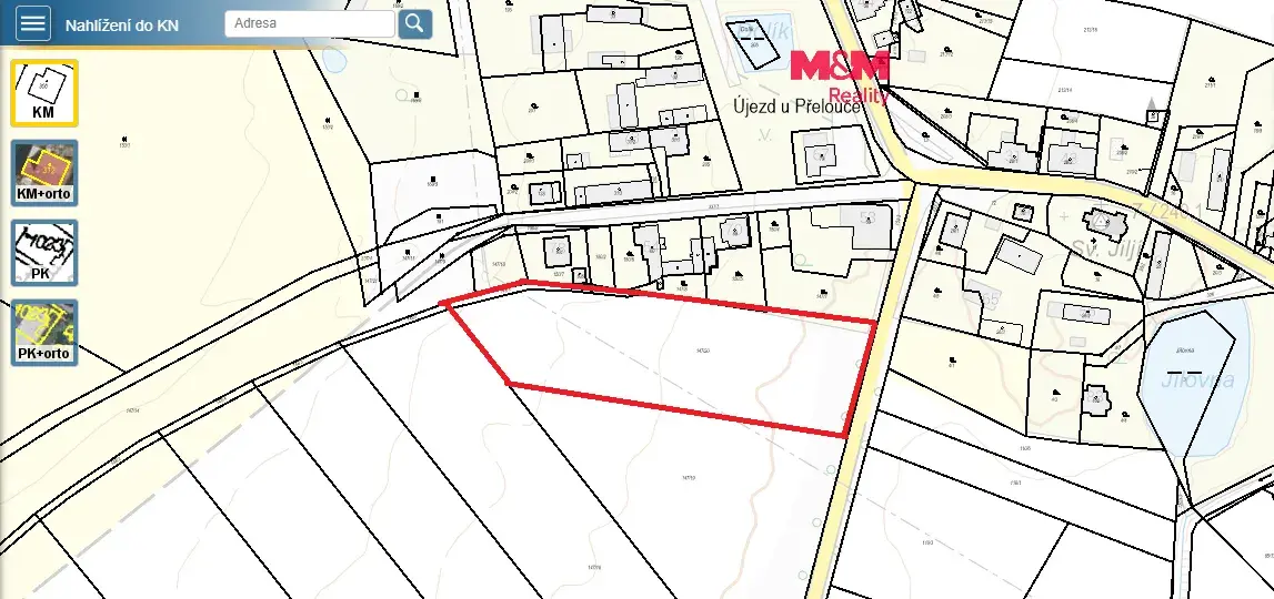 Prodej, pozem.k bydlení a orn.půda,8659 m2, Újezd u Přelouče
