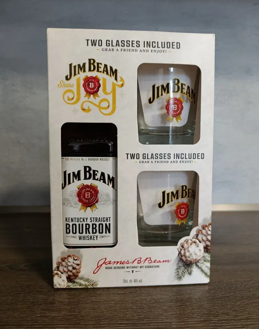 Jim Beam 0,7 l + 2 originální sklenice (dárkové balení)