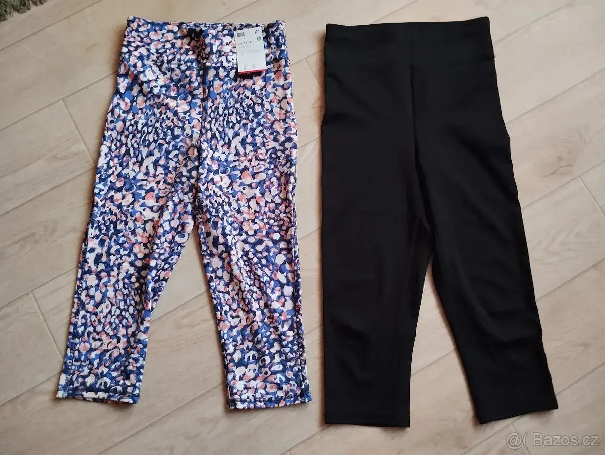 Strakaté / černé 3/4 legíny F&F / Active vel.34/152 NOVÉ
