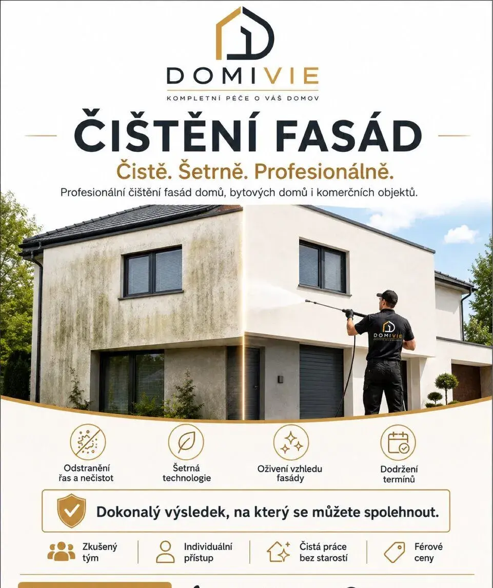 Čištění fasád, střech a zámkové dlažby