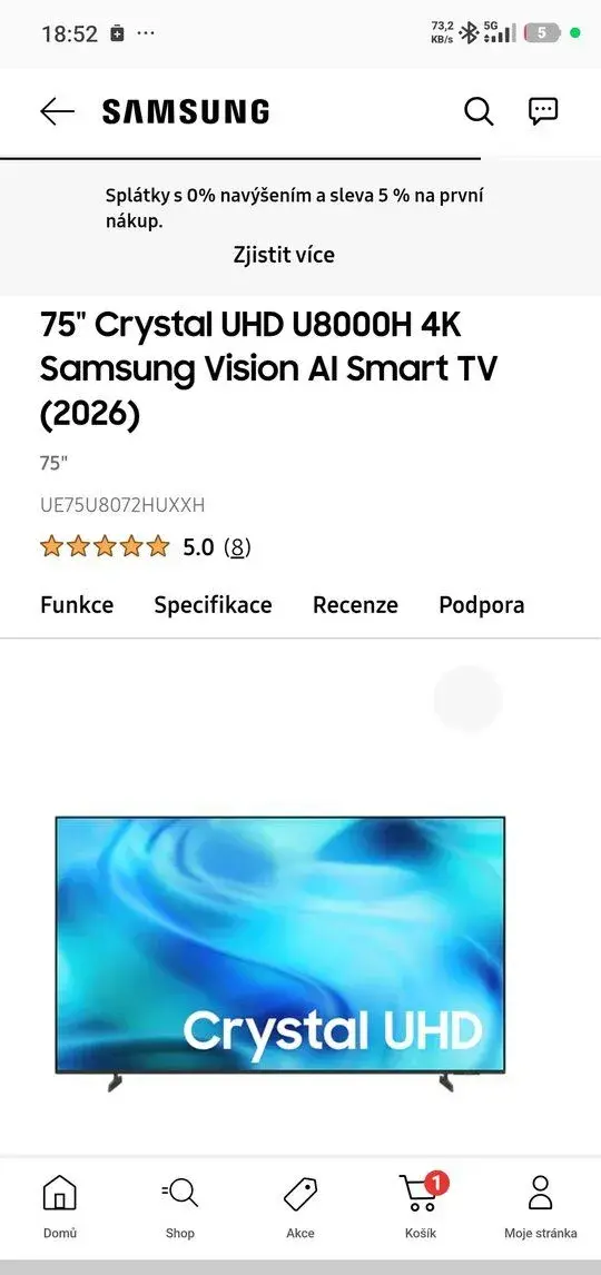 Televize Samsung 75" Crystal UHD