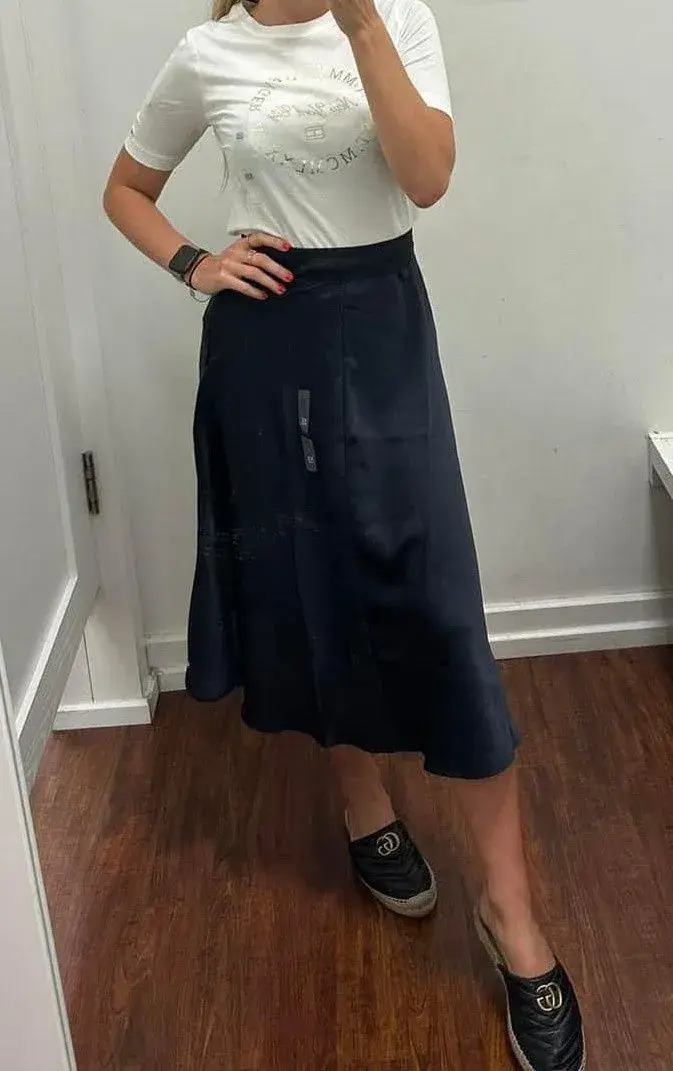 Navy saténová sukně Tommy Hilfiger