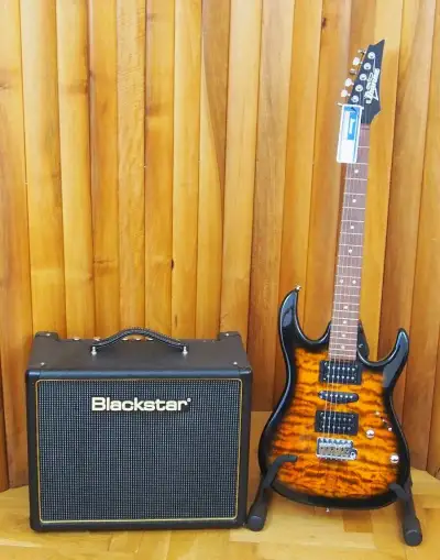 Kytarový set Ibanez GRX 70 QA - SB + kombo Blackstar HT-5