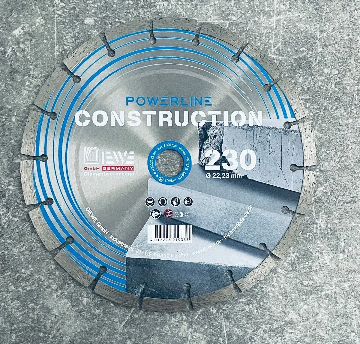 230 mm 22.23 Diamant řezný kotouč Construction DIEWE