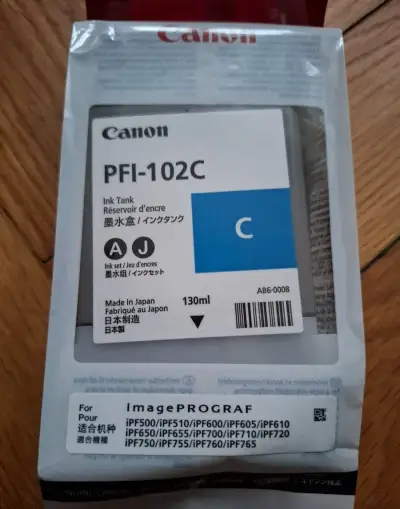 Inkoust Canon PFI-102 Cyan