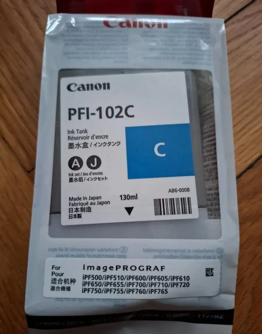 Inkoust Canon PFI-102 Cyan