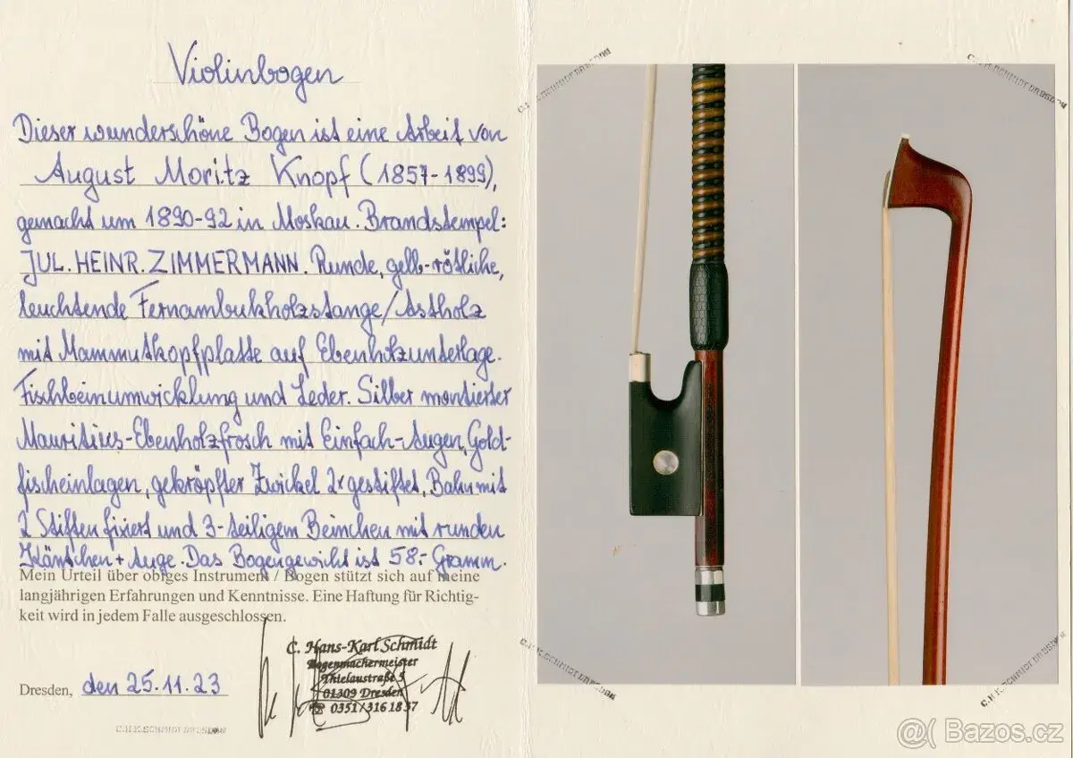 Fantastický smyčec od AUGUST MORITZ KNOPF (1857-1899)