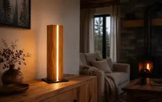 Dubová LED lampa 60 cm – masiv, ruční výroba, stmívač