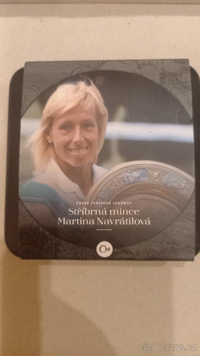 Stříbrná mince české tenisové legendy Martina Navrátilová