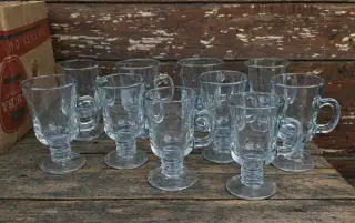 Sklenice na nožce na irskou kávu, punč nebo grog, silnostěnn