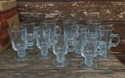 Sklenice na nožce na irskou kávu, punč nebo grog, silnostěnn