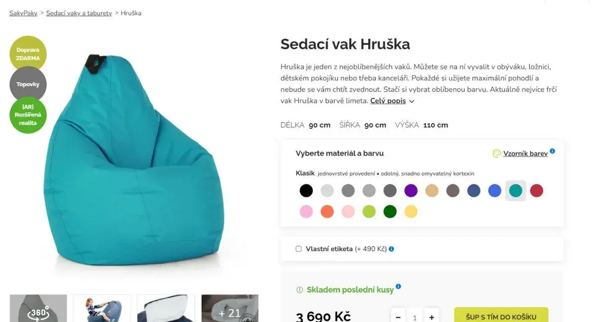Sedací vak Hruška Sakypaky