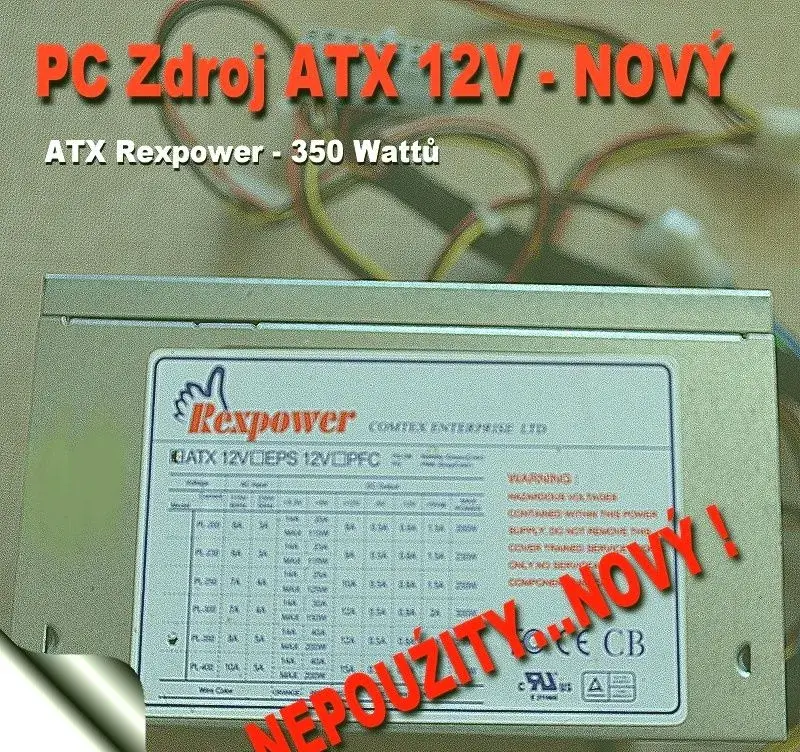 Pc ATX zdroj RexPower- 350 Wattů - Nepoužitý.
