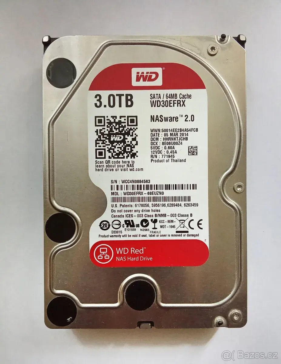 WD 3TB RED WD30EFRX, NASWARE, VÝBORNÝ STAV,