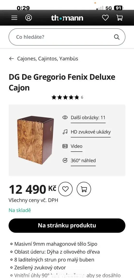 Cajon + profi stojan + profi obal