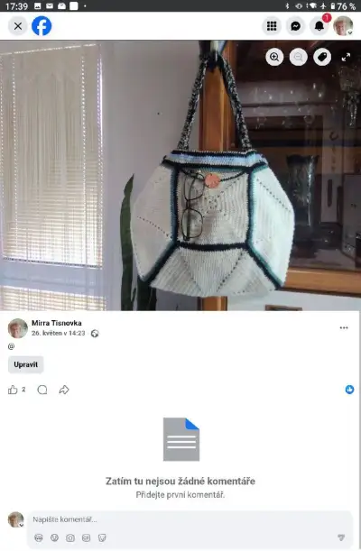 Ručně háčkovaná dámská nákupní kabela